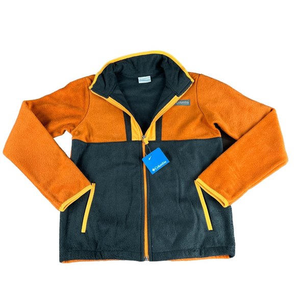 Columbia Back Bowl Full Zip Warm Copper Black Mango Fleece Jacket Youth Sz L-XL - Picture 4 of 5